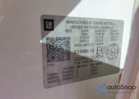 2018 Chevrolet Colorado Zr2 from USA, damaged, VIN 1GCGTEEN5J1297768